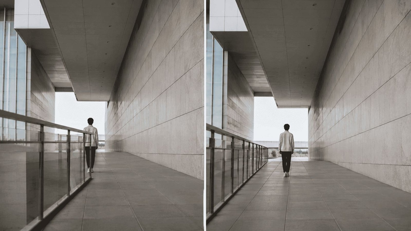 Pessoa fotografada ao longe de costas, ilustrando artigo Linhas e formas na fotografia.