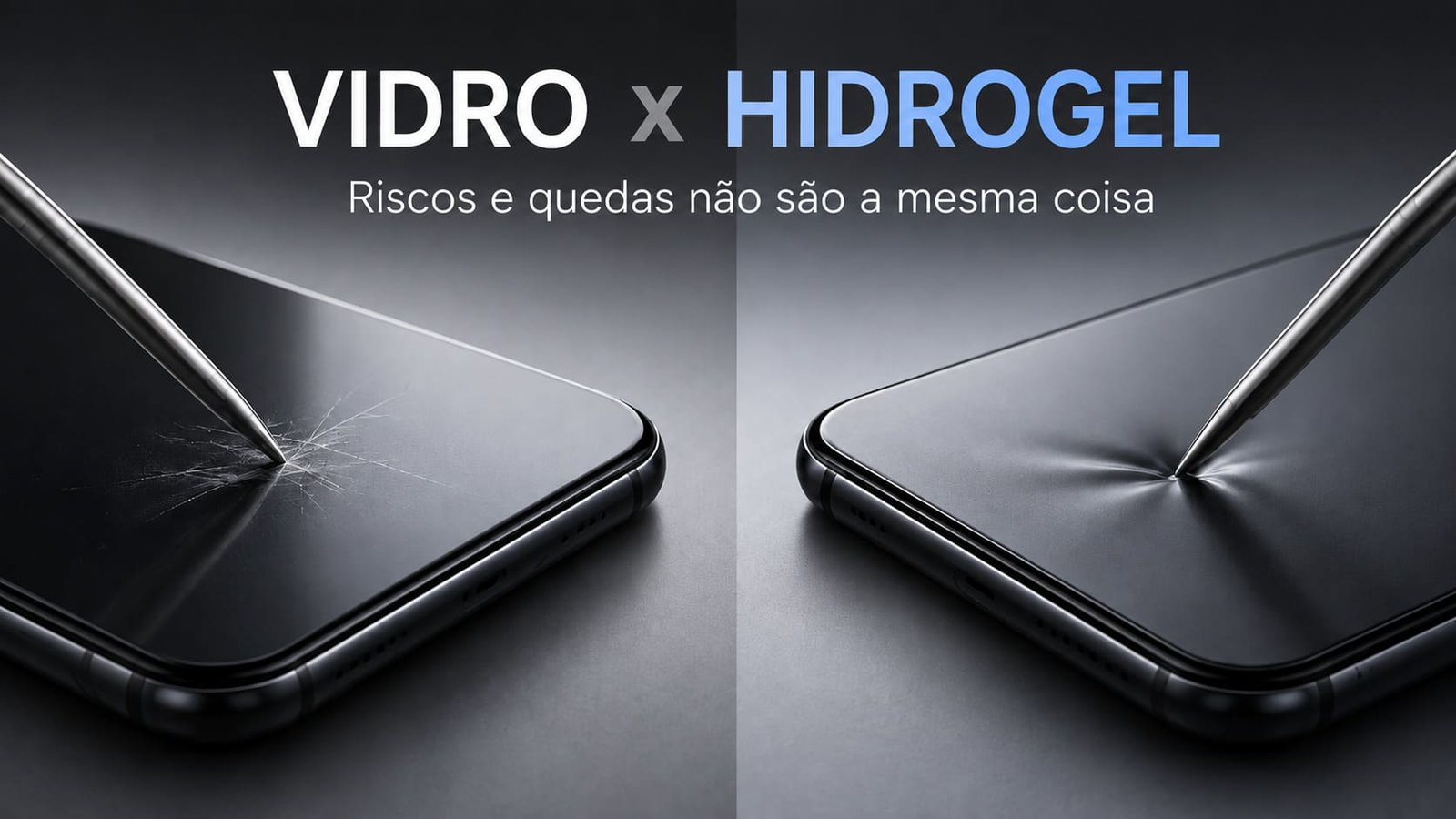 Vidro x Hidrogel: Teste de Resistência, ilustrando artigo Película de vidro ou hidrogel